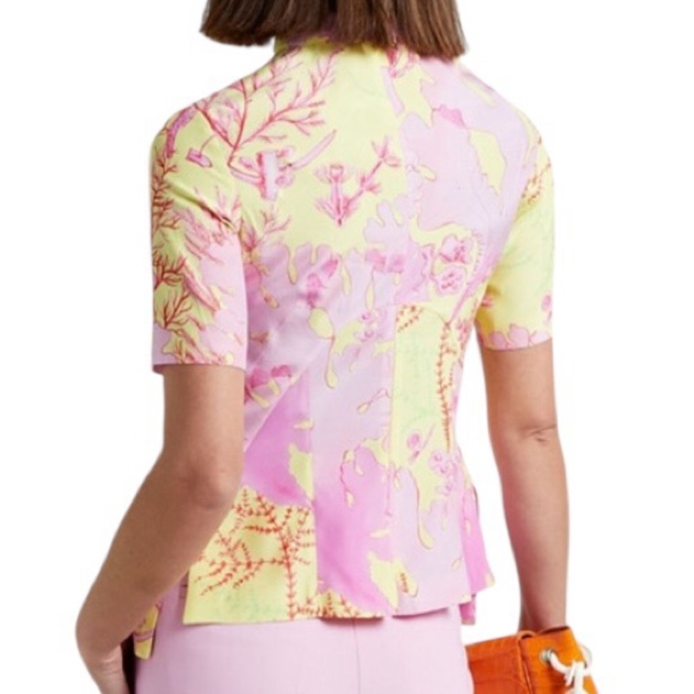 STELLA MCCARTNEY Printed Silk Top NWT IT 36 US Small Front Zip Lightweight $775 - Picture 2 of 4